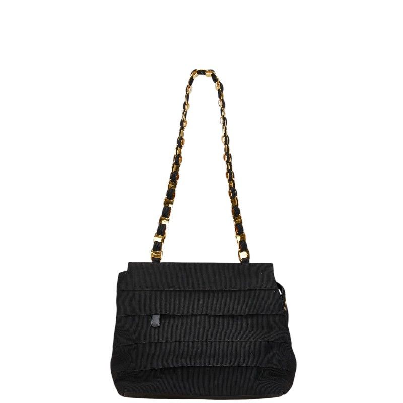 Salvatore Ferragamo Salvatore Ferragamo Canvas Leather Vara Chain Shoulder Bag Au-21 5252 Canvas Shoulder Bag Au-21 5252 in Black, Women's