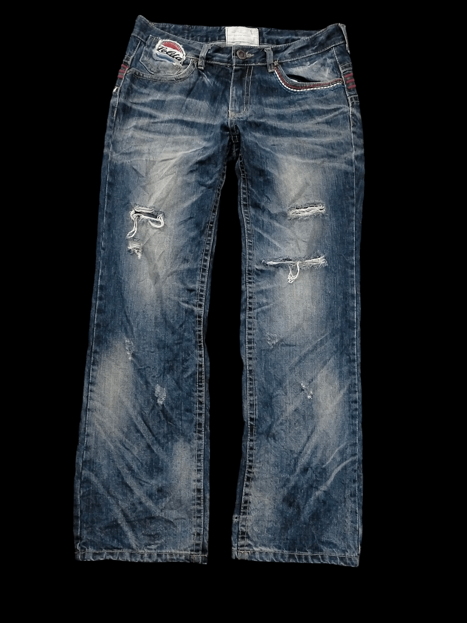 If Six Was Nine × Le Grande Bleu (L.G.B.) × Tornado Mart 🔥Washed🔥90s Insane Lolita Distressed Jeans Size US 33 - 1 Thumbnail