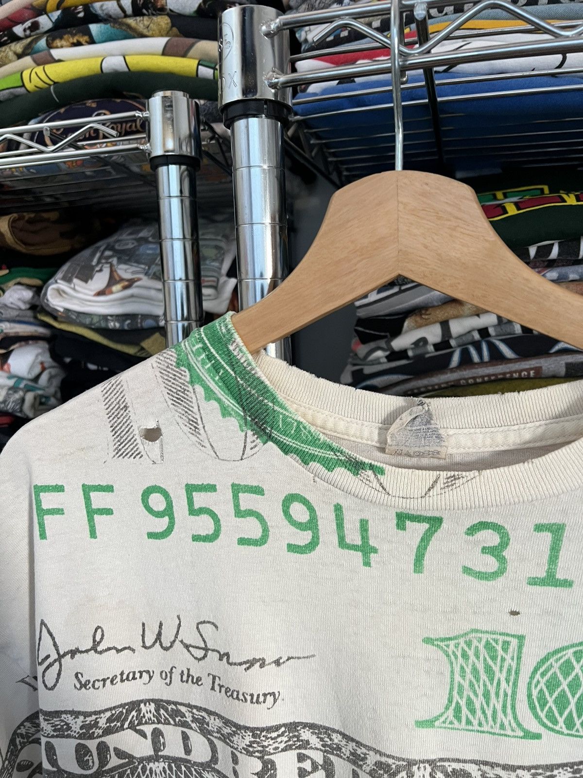 Arts & Science 2000s Benjamin Franklin 100 Dollars Bill AOP Tee Size US XL / EU 56 / 4 - 4 Thumbnail