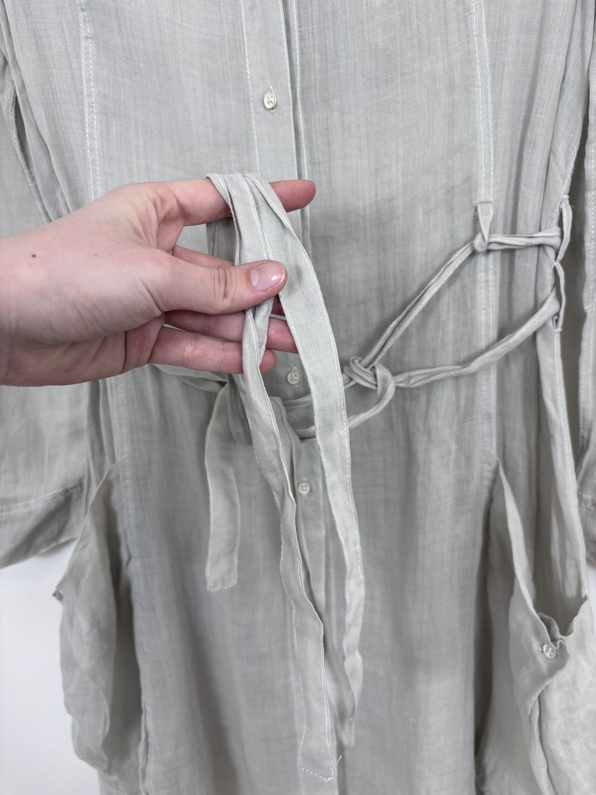 Annette Gortz Annette Gortz Women’s Ramie Grey Belted Shirt Dress Size S / US 4 / IT 40 - 11 Thumbnail