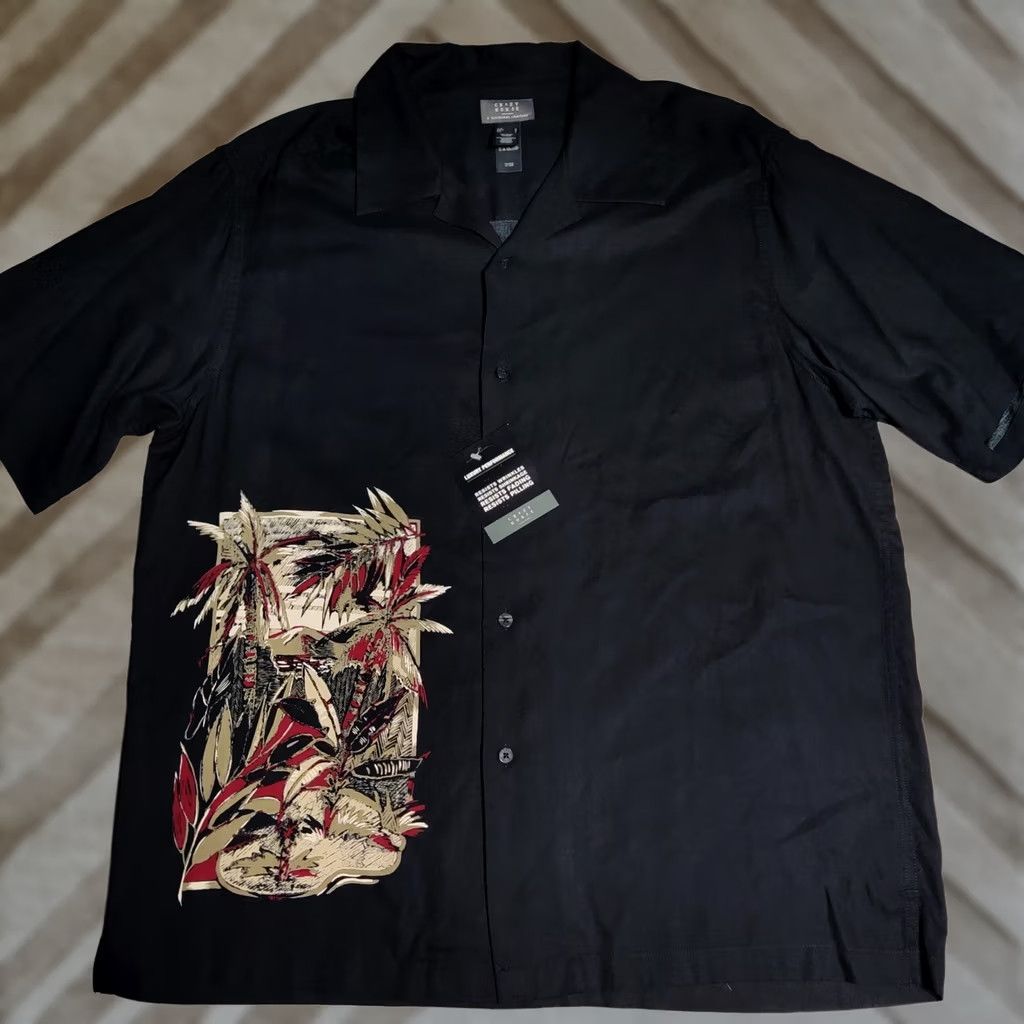 Vintage Crazy Horse Shirt Mens L Black Rayon Luxury Tropical Print Button-Up Short Sleeve Collared NEW Size US L / EU 52-54 / 3 - 1 Thumbnail