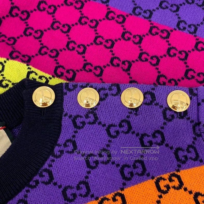 Gucci Gucci Colour-blocking logo jacquard full-print cotton roun Size S / US 4 / IT 40 - 5 Thumbnail
