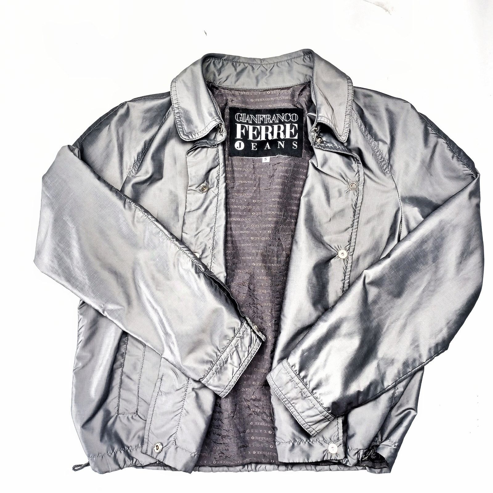 Gianfranco Ferre Y2K Ferre Jeans Metallic Silver Jacket Sz S Chrome Techwear Size S / US 4 / IT 40 - 1 Thumbnail
