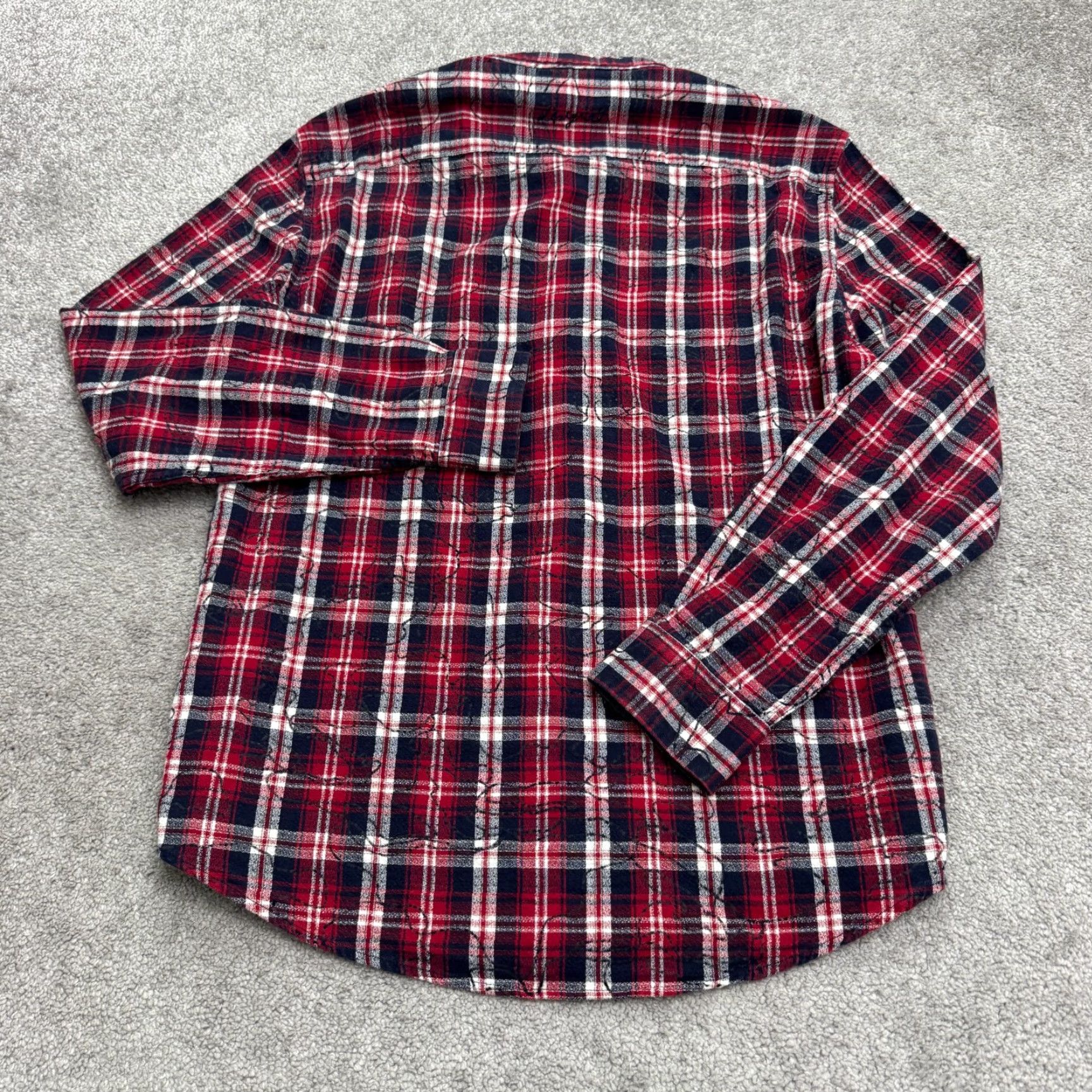 Desigual DESIGUAL Button-Down Shirt Mens L Red Plaid Flannel Embroidered Denim Trim Casual Everyday Comfort Shirt Size US L / EU 52-54 / 3 - 2 Thumbnail