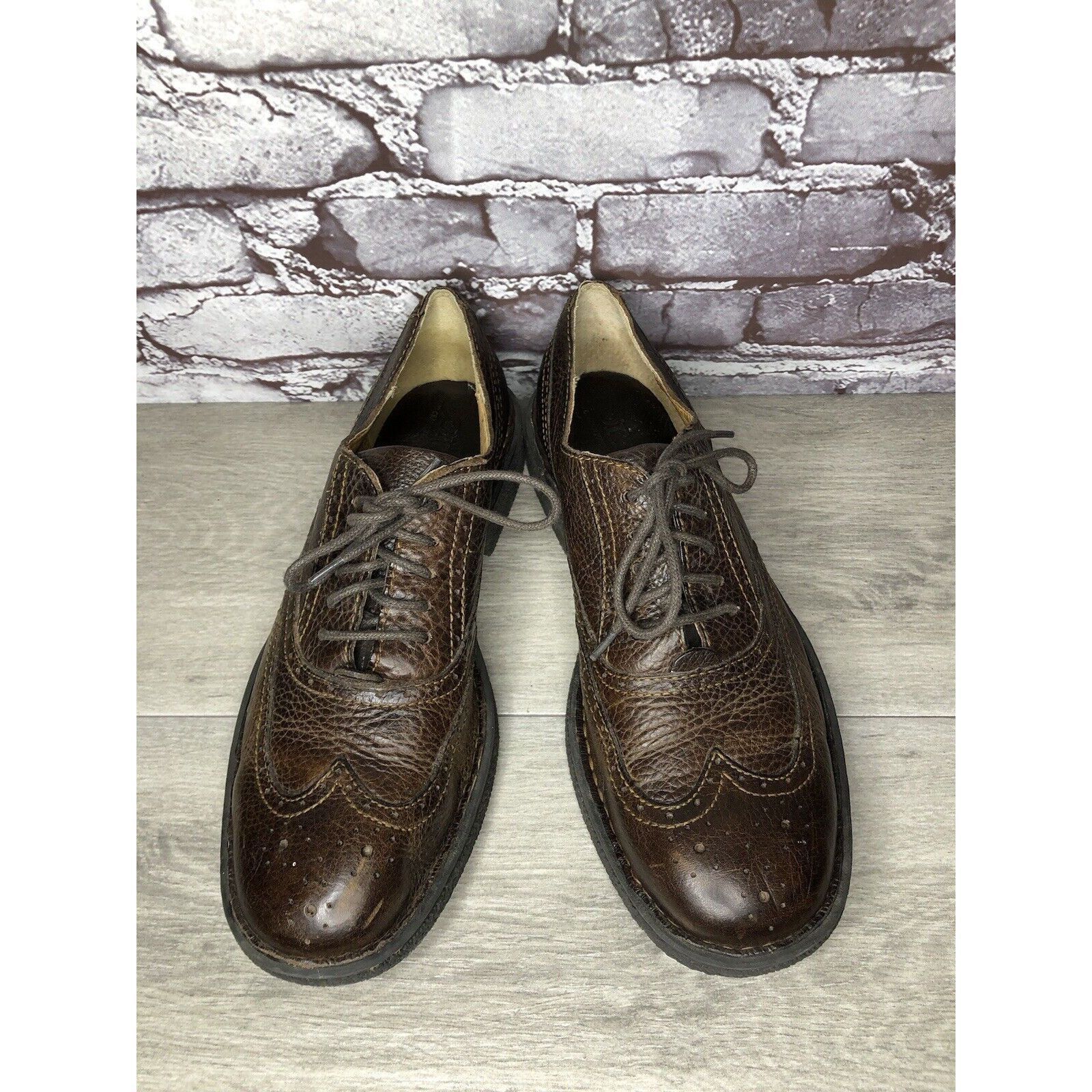Born Born Brown Leather Brogue Wingtip Oxfords Lace Casual Shoes Size US 10 / EU 43 - 18 Thumbnail