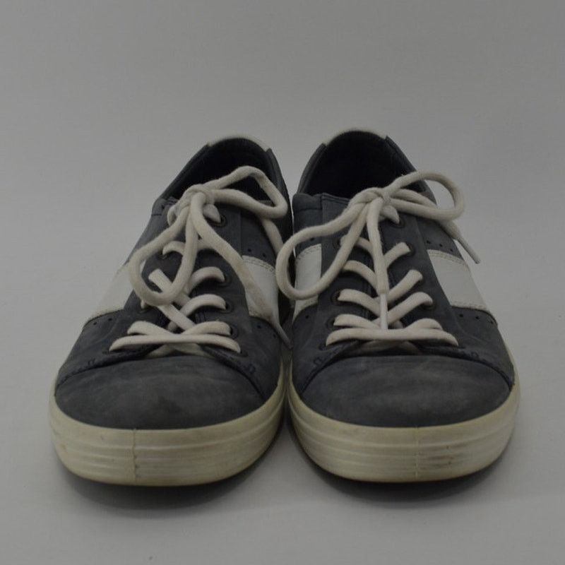 Ecco ECCO Soft Gray-Blue White Sneakers Lace Up Mens Leather SZ 7 Size US 7 / EU 40 - 3 Thumbnail