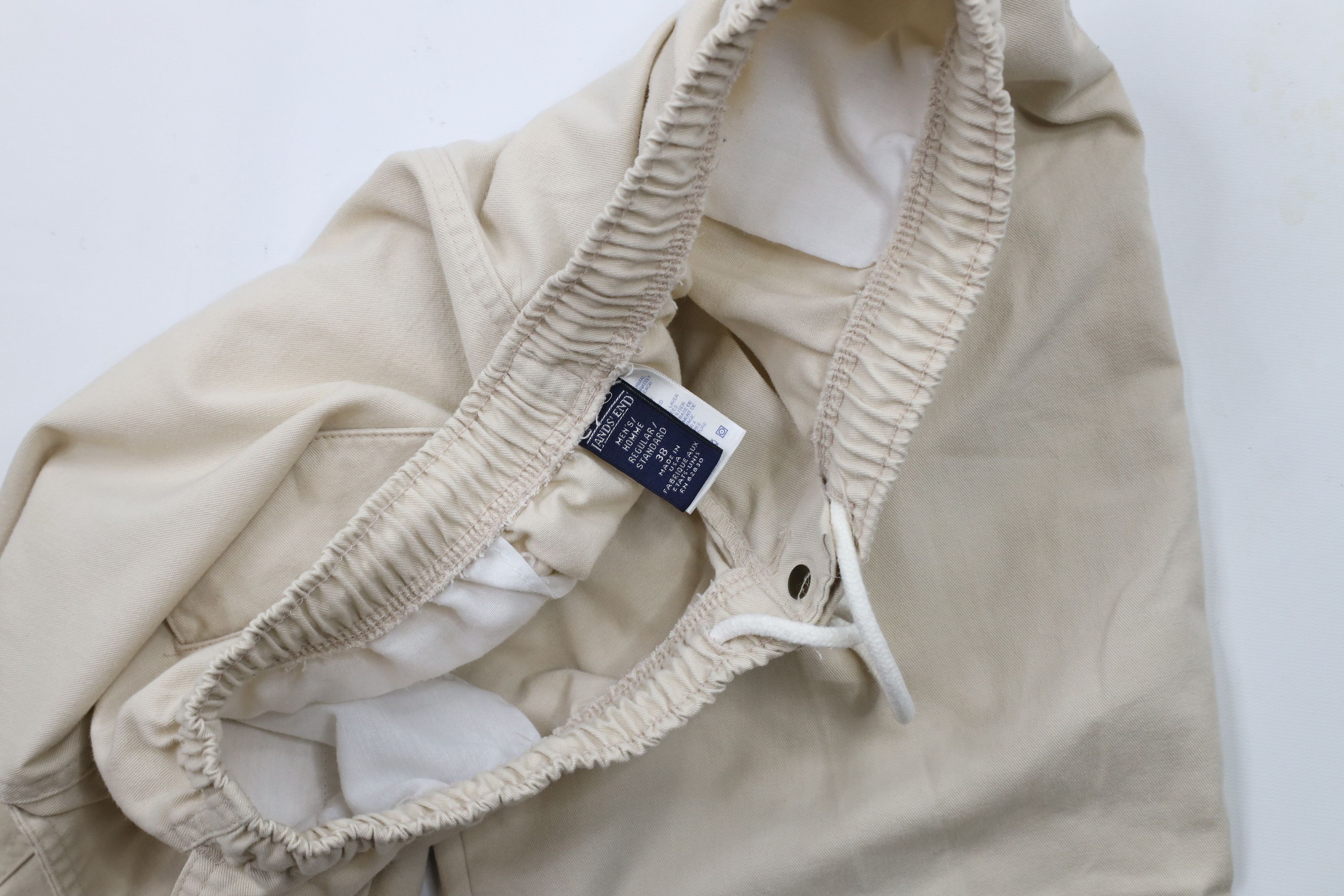 Lands' End × Vintage Vintage 90s Lands End Wide Leg Cotton Twill Pants Beige USA Size US 38 / EU 54 - 9 Thumbnail