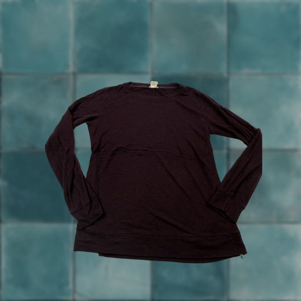 Vintage Matty M Shirt Womens Small Purple Long Sleeve Tunic Top with Side Zip Knit Stretch Crew Neck Casual Size S / US 4 / IT 40 - 1 Thumbnail