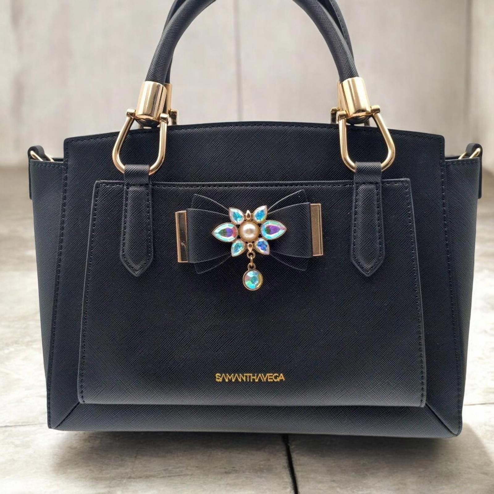 Other Samantha Vega - Women's Black Satchel Bag Size ONE SIZE - 1 Thumbnail