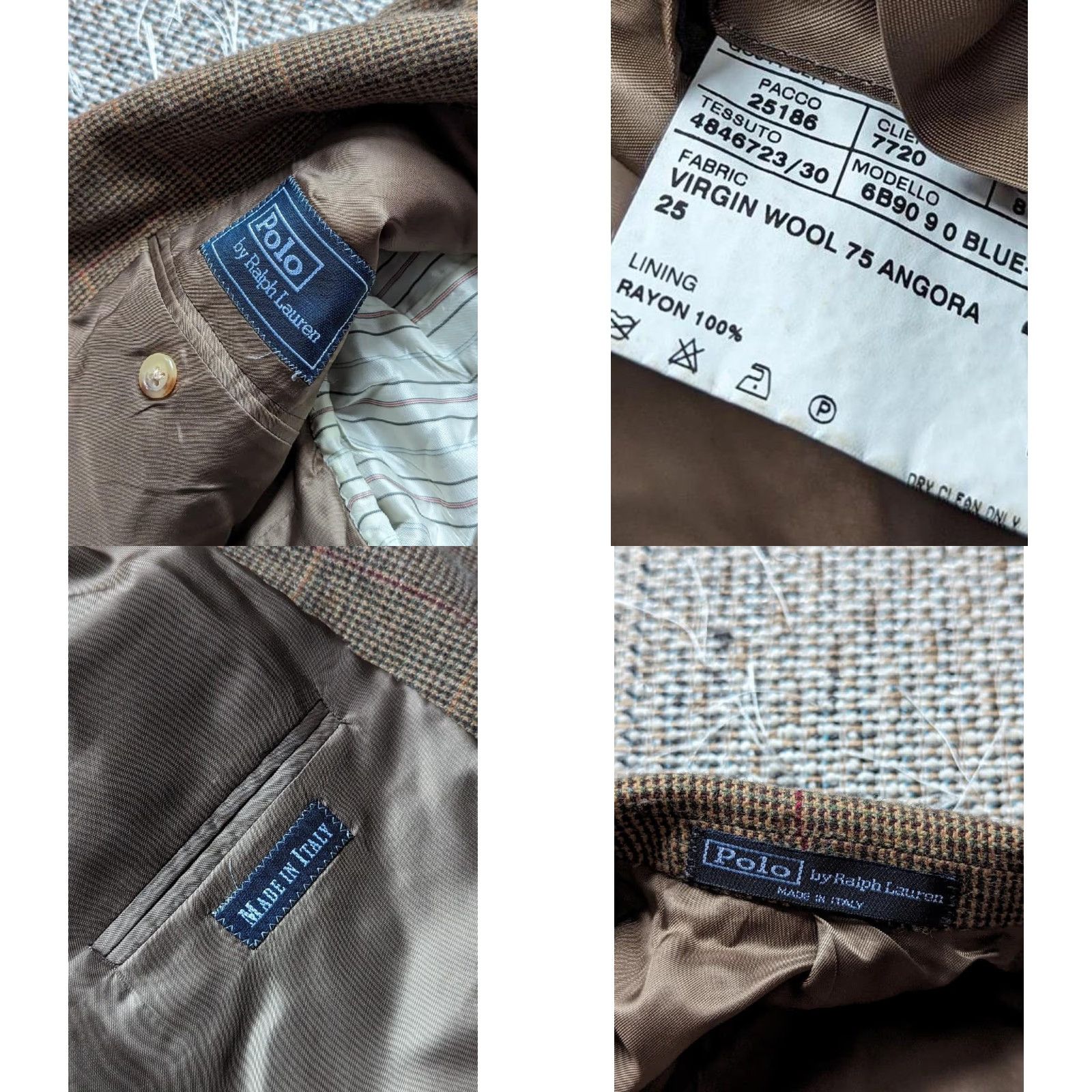 Polo Ralph Lauren VINTAGE POLO Ralph Lauren Blazer Shirt ITALY Made Angora Wool Windowpane 39L Brown Mens blazer Size US L / EU 52-54 / 3 - 8 Thumbnail