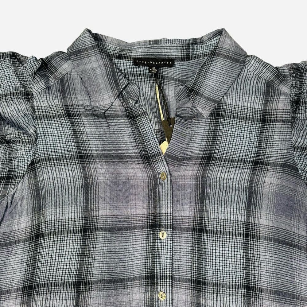 Other NWT New Jane and Delancey Textured Rayon Plaid Flutter Slee Size XXL / US 16-18 / IT 52-54 - 4 Thumbnail