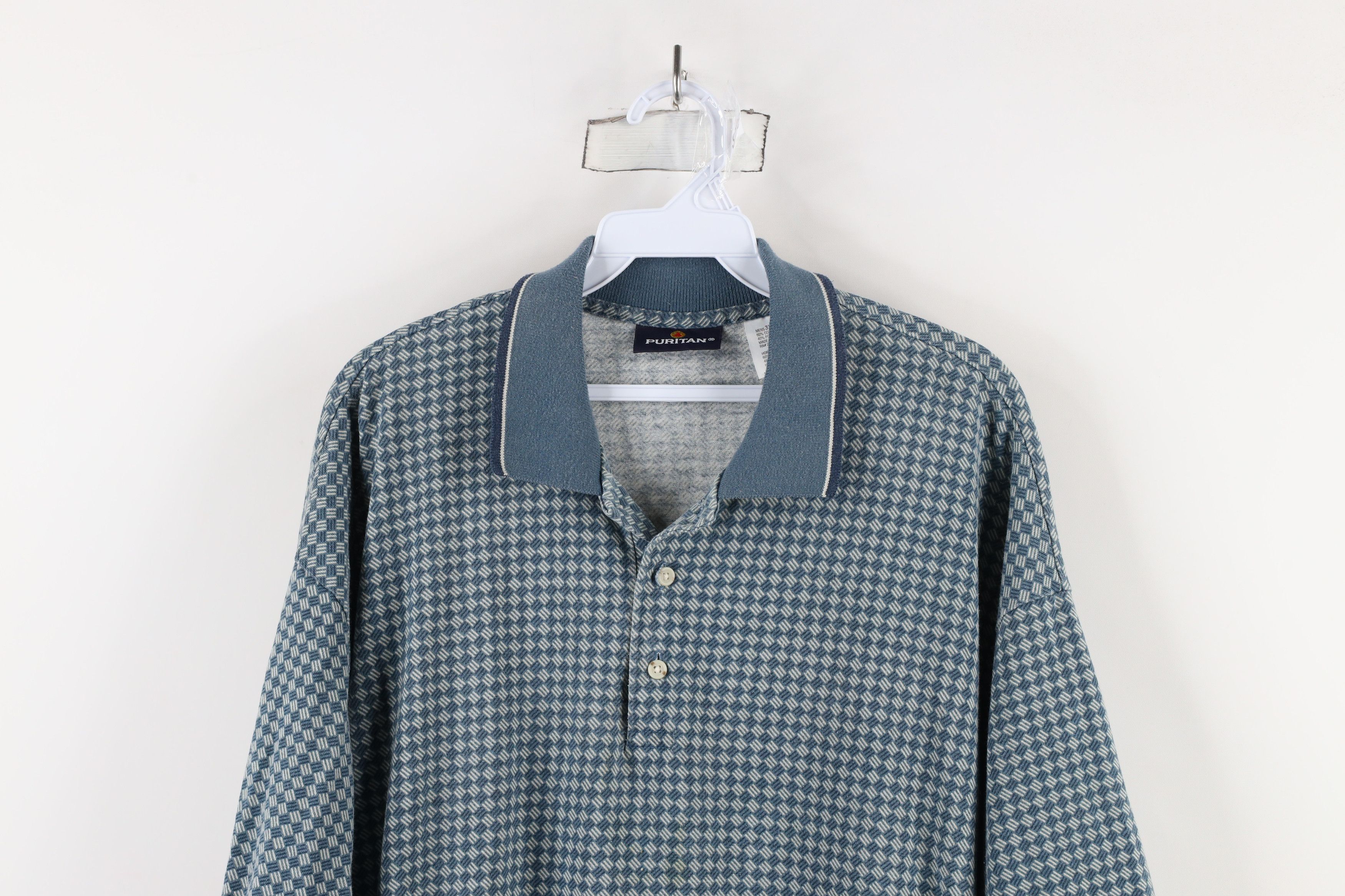 Vintage Vintage 90s Streetwear Diamond Knit Short Sleeve Golf Polo Size US XXL / EU 58 / 5 - 2 Thumbnail