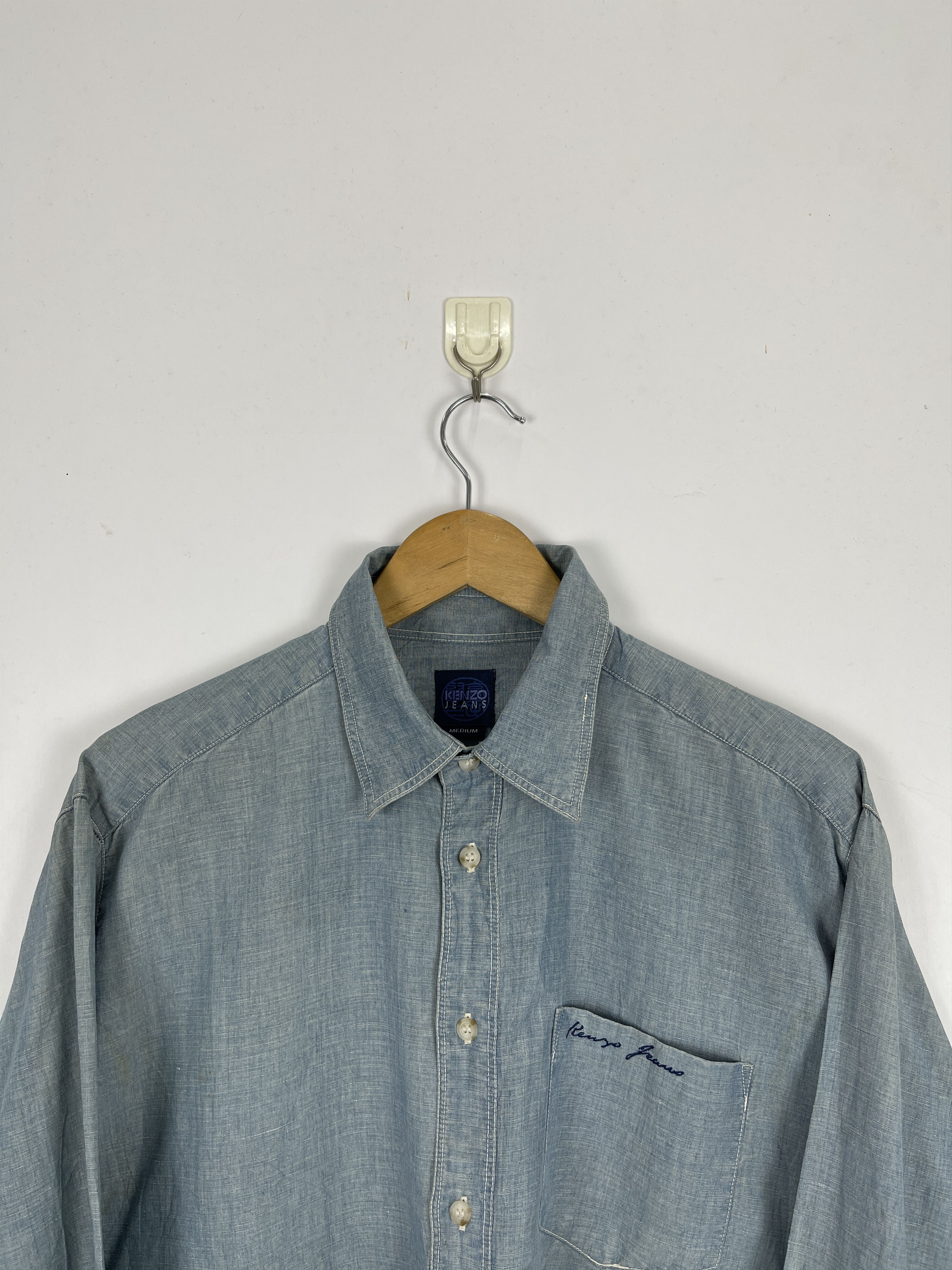 Kenzo × Vintage Vintage Kenzo Jeans Single Pocket Denim Shirt TA0408 Size US M / EU 48-50 / 2 - 2 Thumbnail