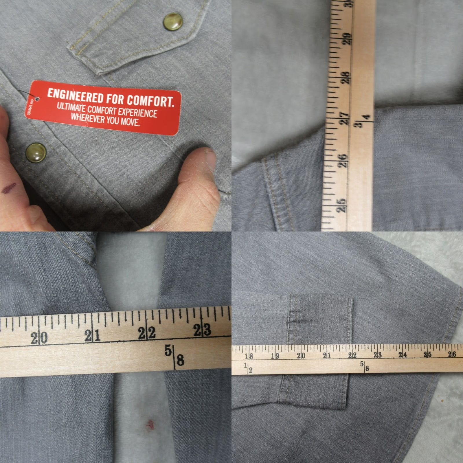 Wrangler VINTAGE Wrangler Pearl Snap Shirt Mens L Gray Long Sleeve Slim Untuck Fit NEW Size US L / EU 52-54 / 3 - 9 Thumbnail