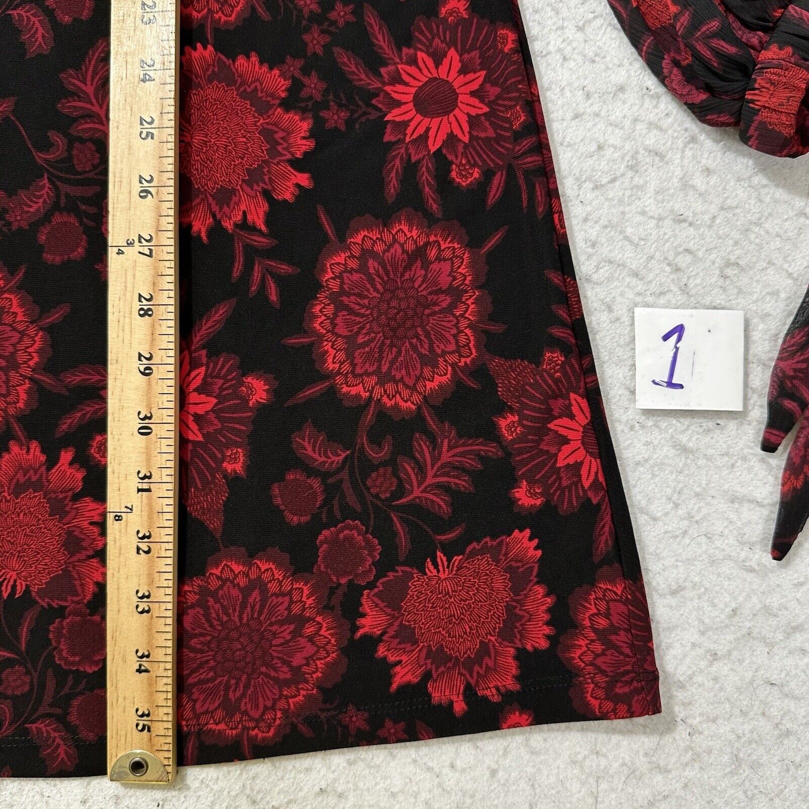Tommy Hilfiger Tommy Hilfiger 8 A-Line Shift Black Red Floral Dress Size M / US 6-8 / IT 42-44 - 9 Thumbnail