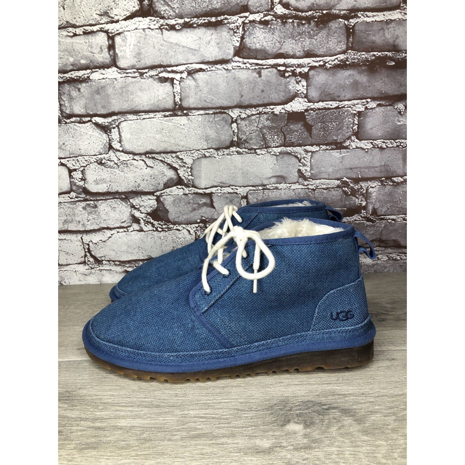 Ugg UGG Neumel Blue Fabric Fur WHT Lace Up Chukka Boots Men Sz 4 Size US 10 / EU 43 - 13 Thumbnail