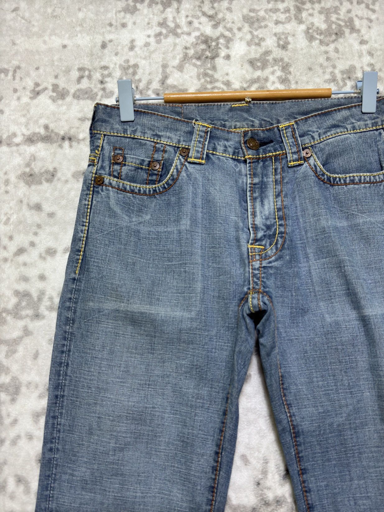 Evisu Evisu GENES Flare Jeans Red Stitches Logo Denim Y2K Archive Size 28" / US 6 / IT 42 - 4 Thumbnail