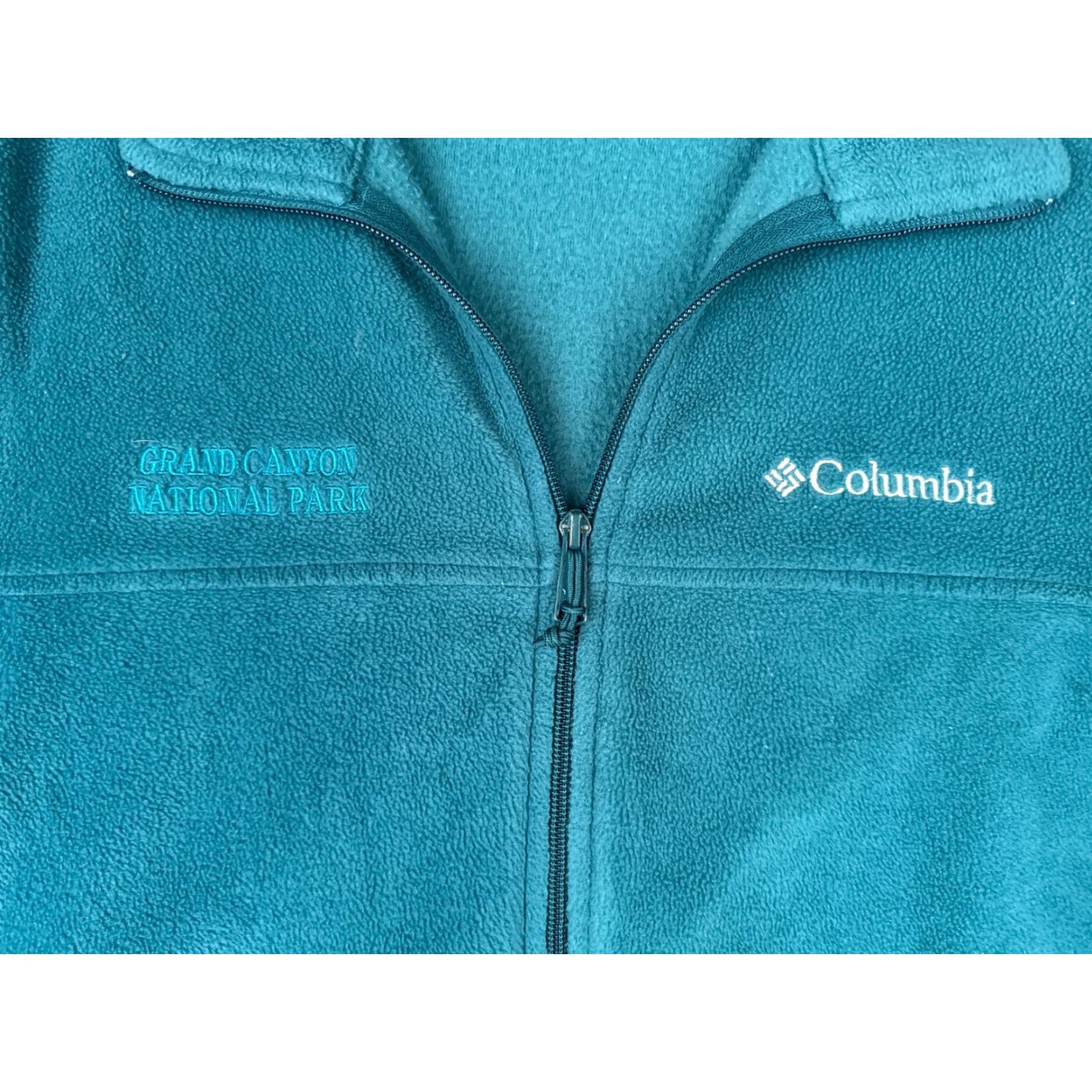 Vintage Columbia Jacket Mens Medium Blue Teal Grand Canyon Park NP Full Zip Poly Fleece Size US M / EU 48-50 / 2 - 6 Thumbnail