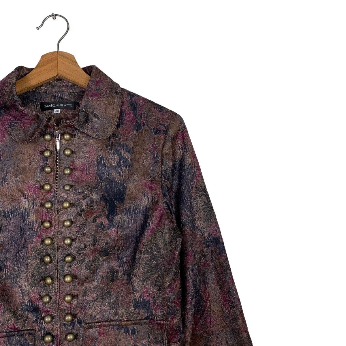 Japanese Brand MASQUERADE Fullprint Studded Zipper Jacket #0107-C6 Size S / US 4 / IT 40 - 6 Thumbnail