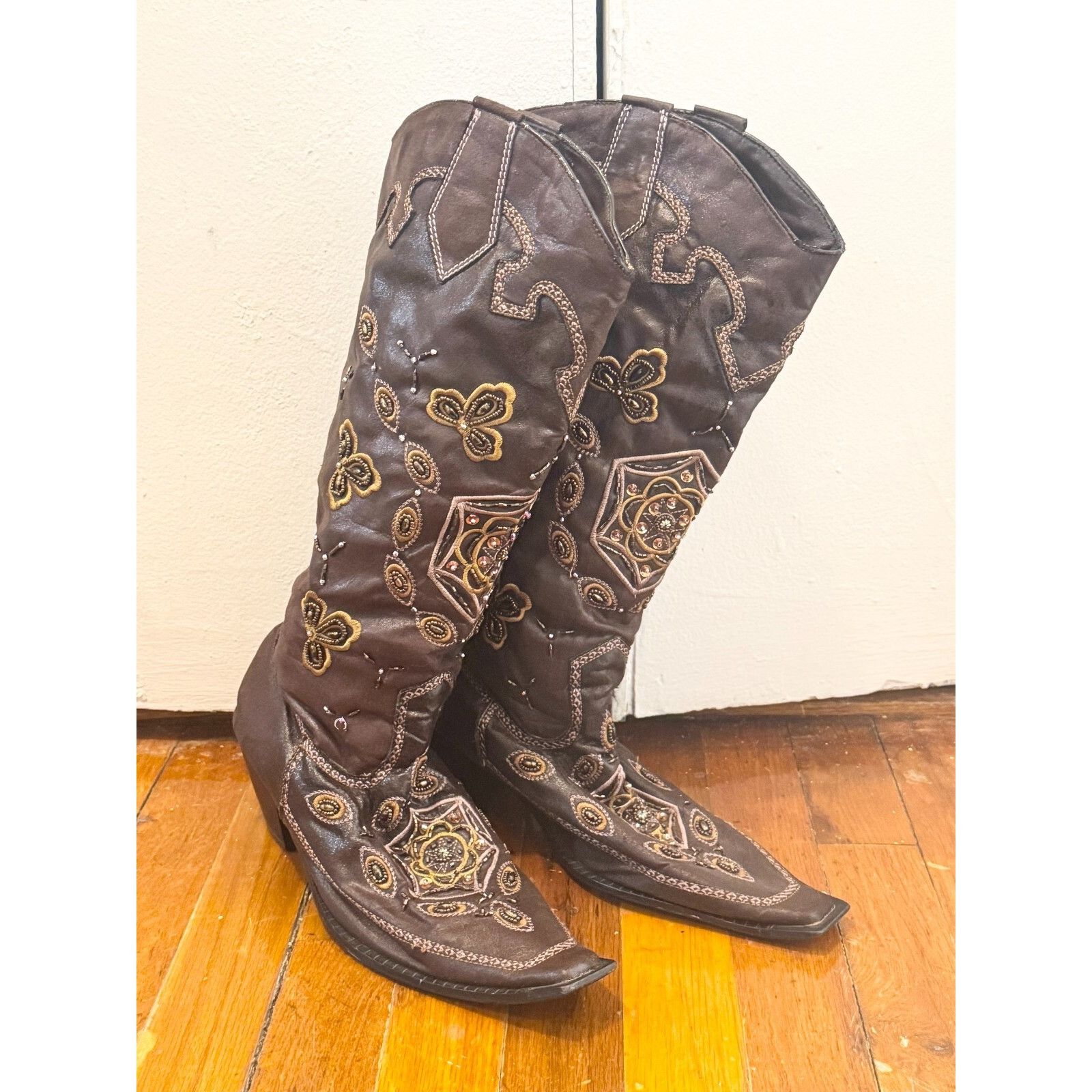Vintage Vintage embellished beaded embroidered cowboy boots size 41 Size US 10 / IT 40 - 6 Thumbnail