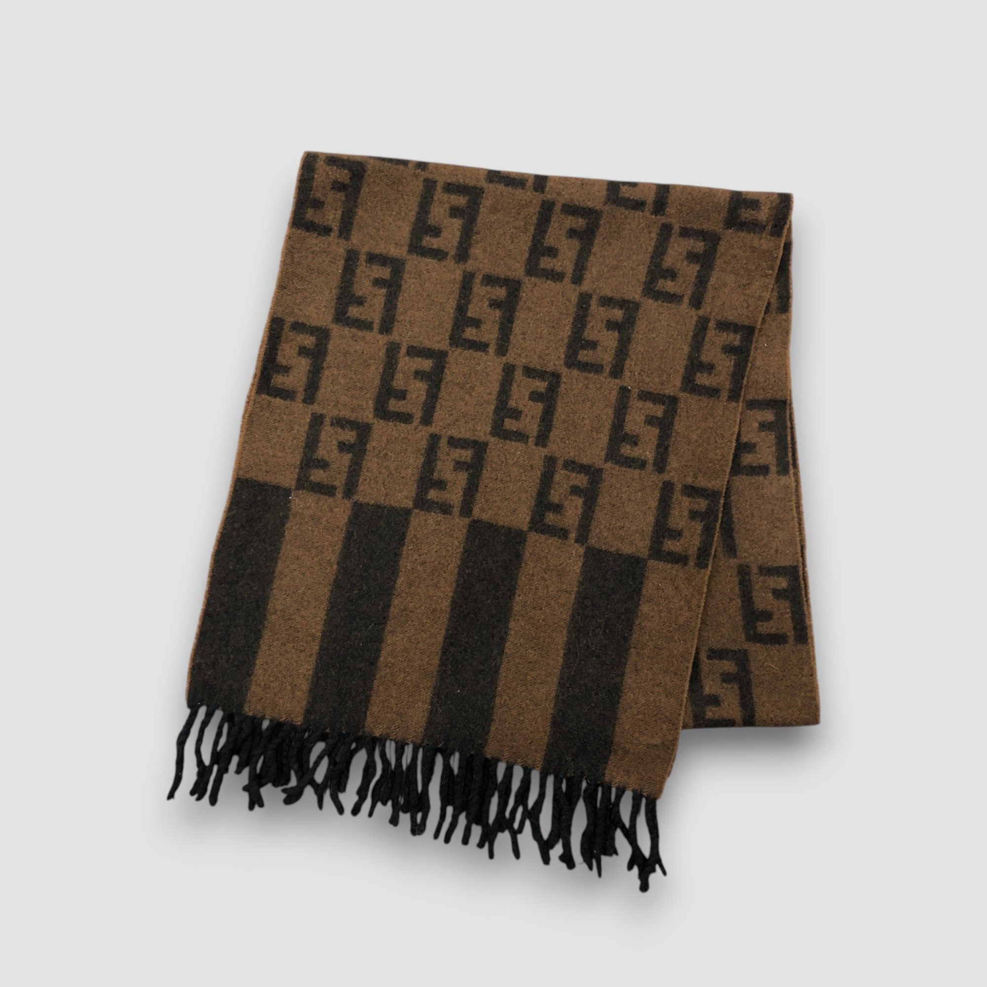 Vintage Vintage Fendi Scarf Fendi Zucca FF Monogram Wool Scarves Size ONE SIZE - 3 Thumbnail