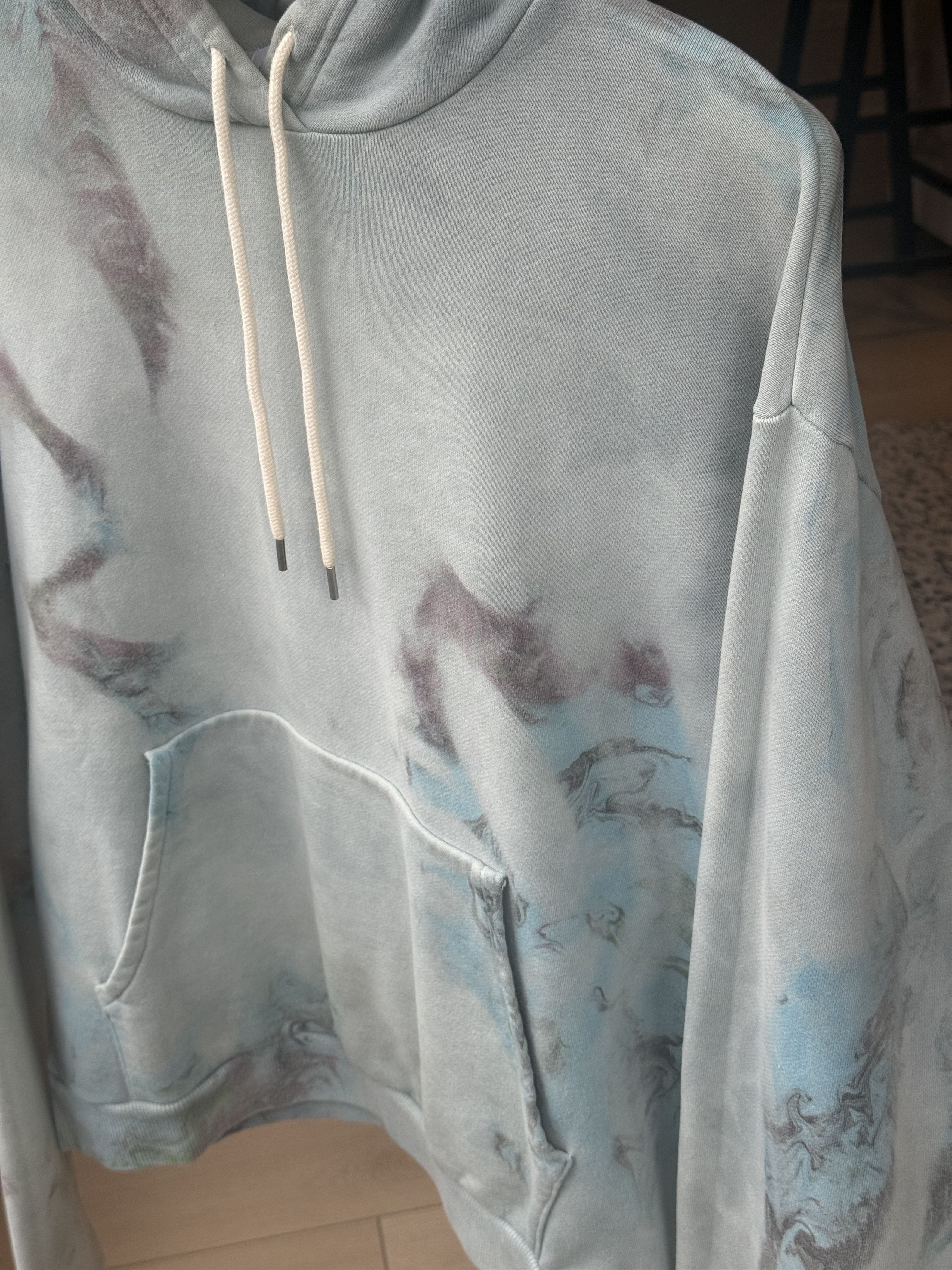 John Elliott Light Blue Marble Mix Tie-Dye Beach Hoodie Size US L / EU 52-54 / 3 - 4 Thumbnail