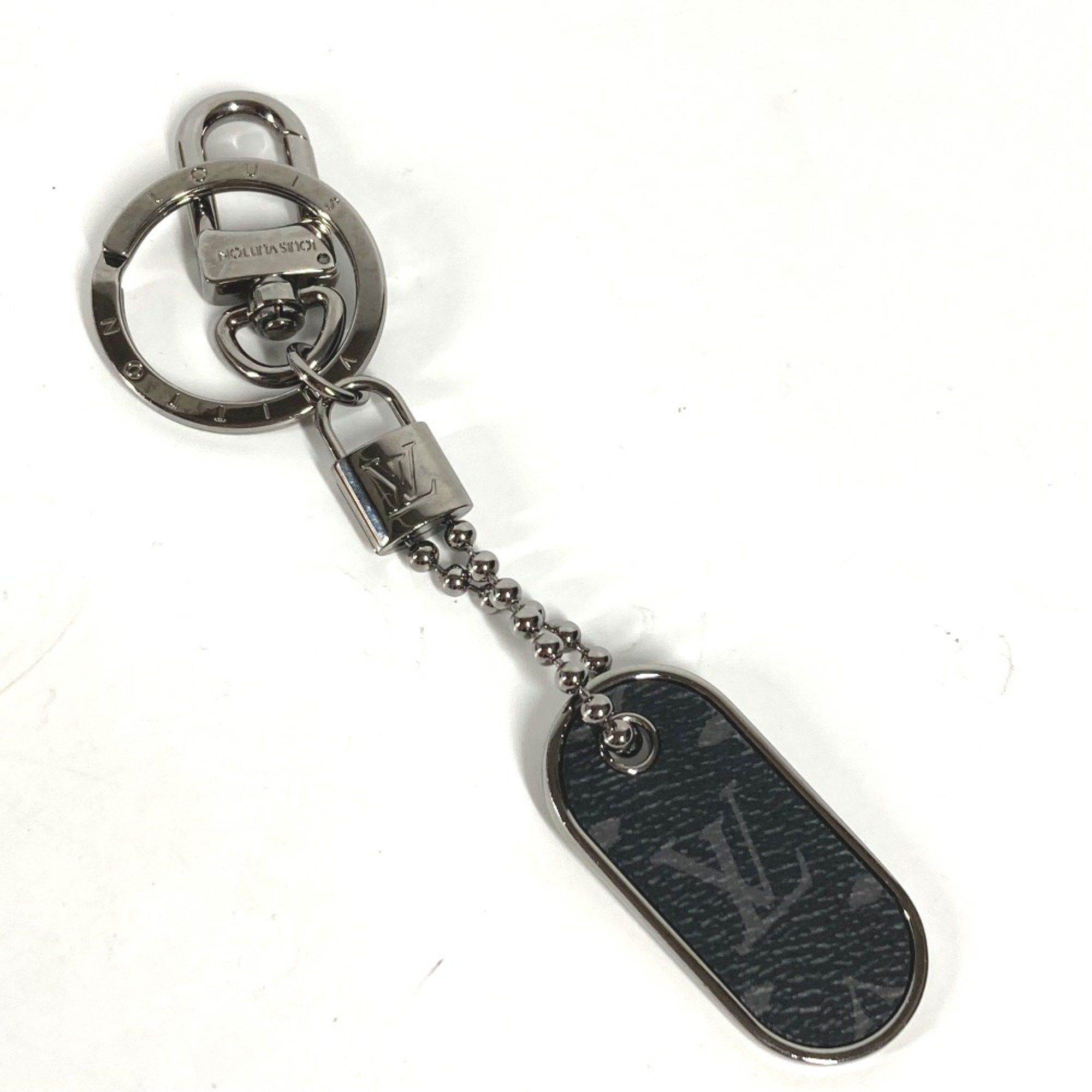 Louis Vuitton Louis Vuitton M63618 MonogramEclipse Charm Key Ring Bag Charm Key Holder Silver x Black Size ONE SIZE - 1 Thumbnail