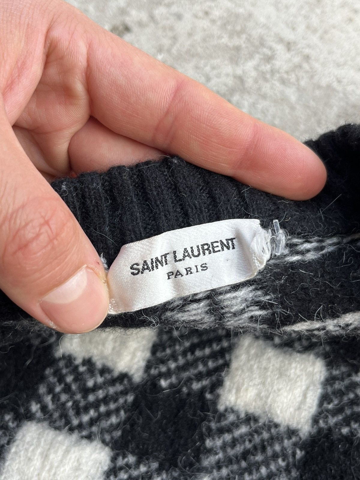 Hedi Slimane × Saint Laurent Paris FW14 Saint Laurent by Hedi Slimane Wool Checkered Sweater Size US S / EU 44-46 / 1 - 4 Thumbnail