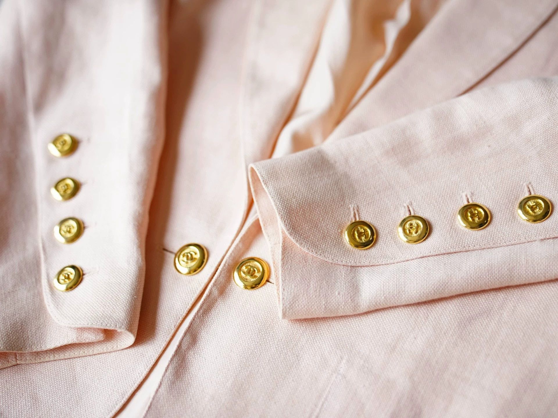 Chanel Chanel 1989 Vintage Peach Pink Linen Suit Skirt Set Women's L Size L / US 10 / IT 46 - 4 Thumbnail