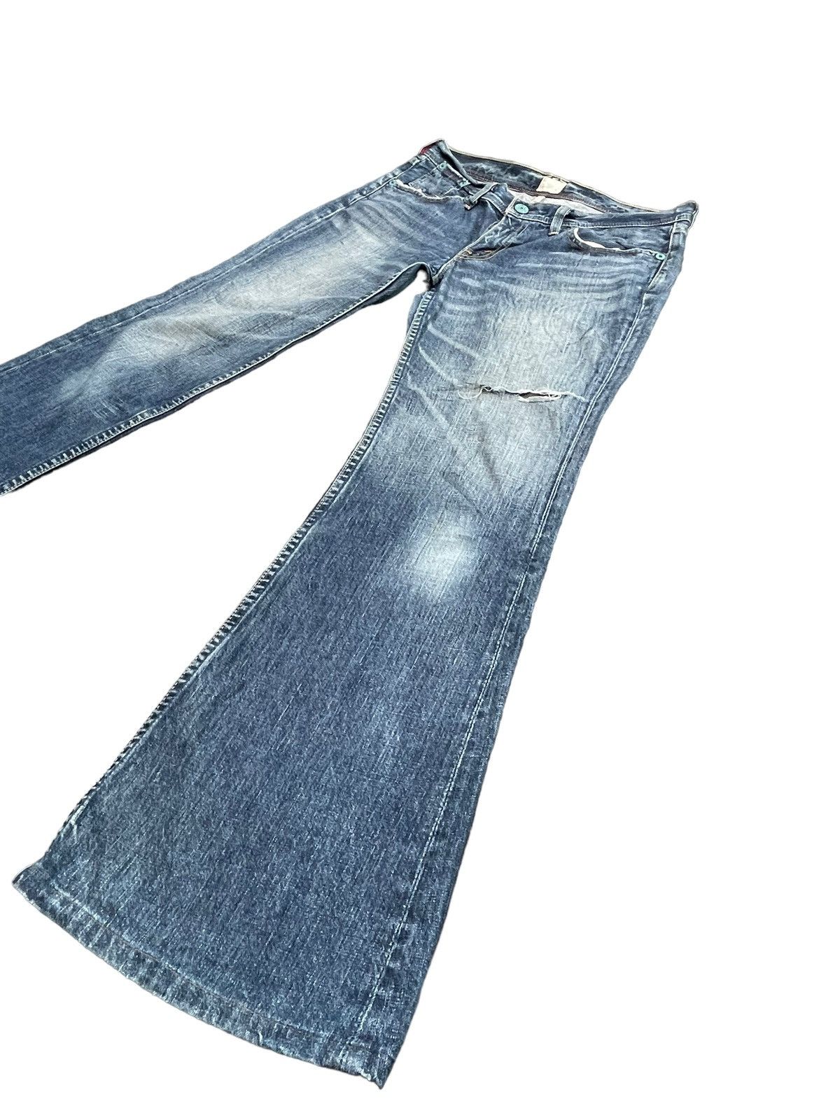 Levi's Vintage Flare Levis Redloop Faded & Distresed Denim Size 34" / US 12 / IT 48 - 2 Thumbnail