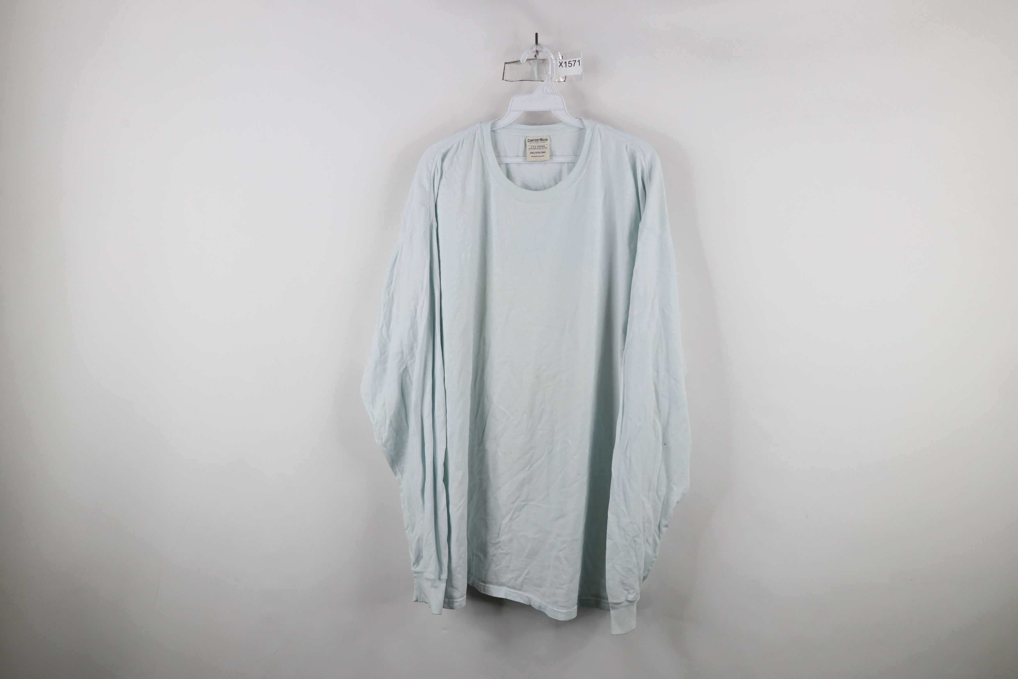 Vintage Vintage 90s Streetwear Long Sleeve T-Shirt Light Blue Size US XXL / EU 58 / 5 - 1 Thumbnail