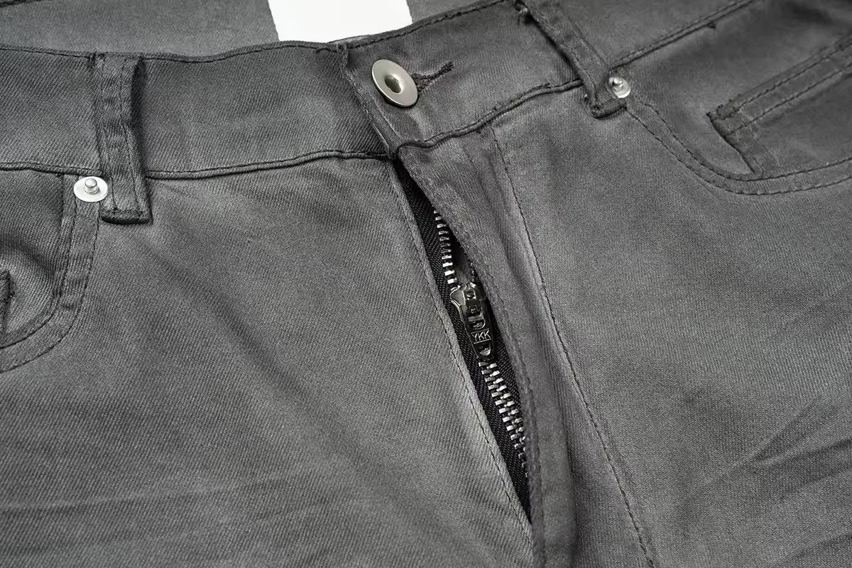 Jean Distressed grey flared straight baggy design jeans Size US 33 - 3 Thumbnail