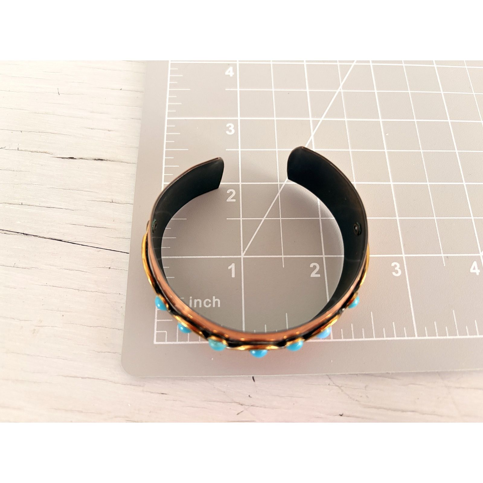 Other Vintage Copper Faux Turquoise Cuff Bangle Bracelet Size ONE SIZE - 4 Thumbnail