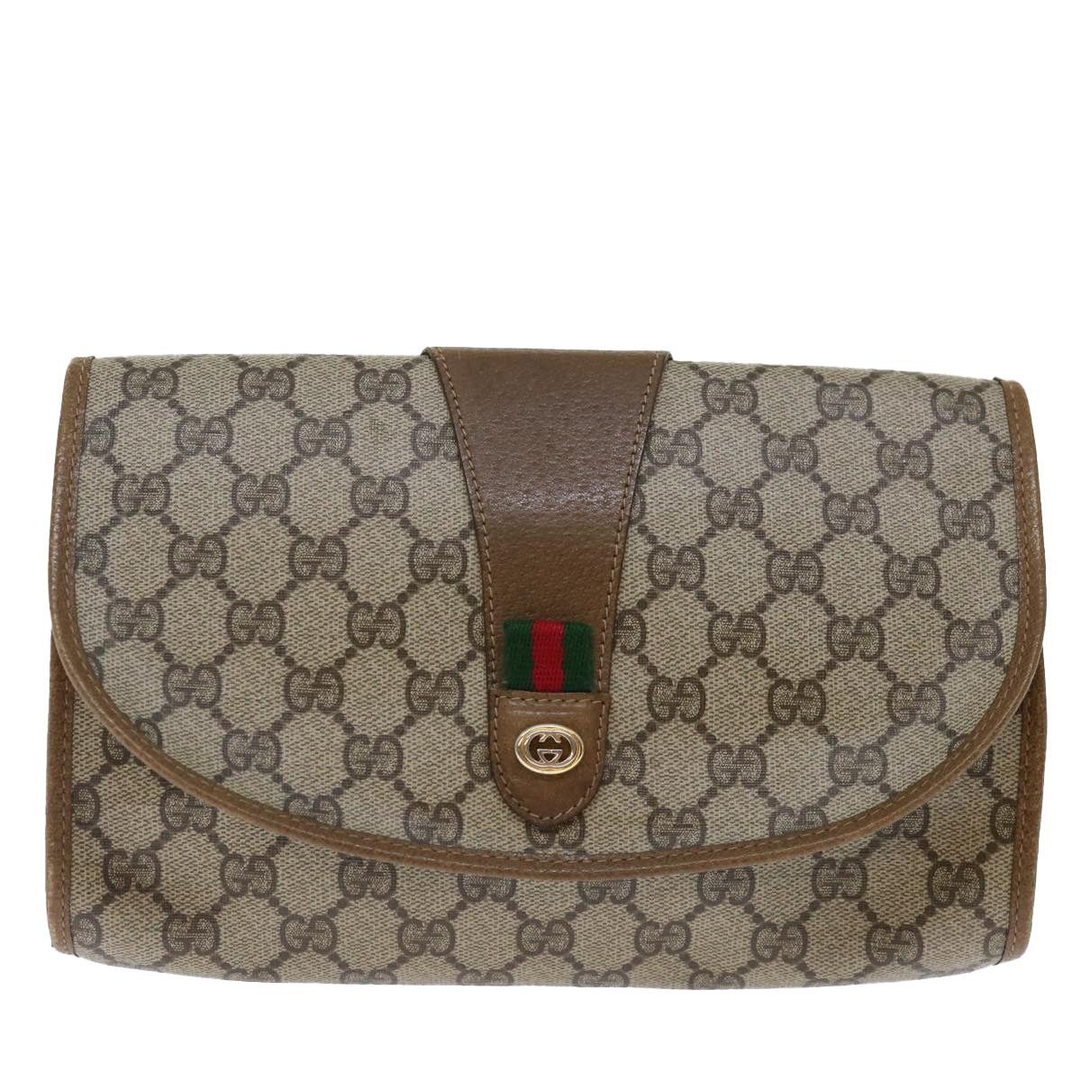 Gucci GUCCI GG Supreme Web Sherry Line Clutch Bag Beige Green 89 Size ONE SIZE - 13 Thumbnail