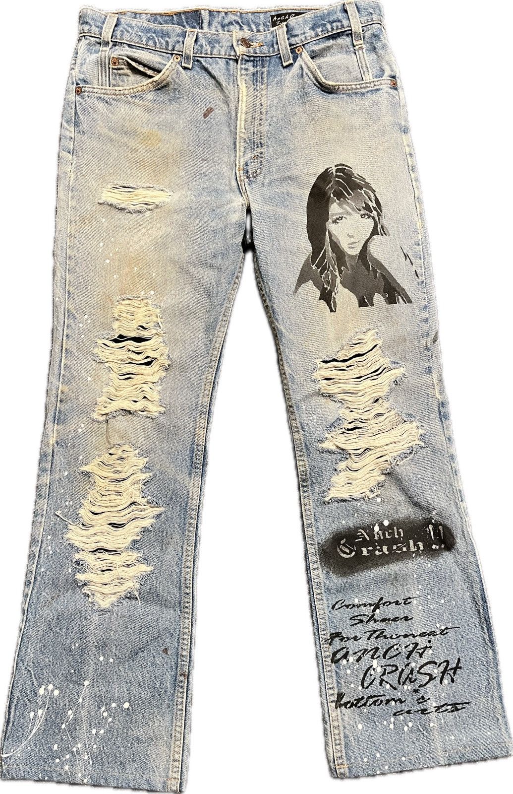 If Six Was Nine × Japanese Brand × Vintage 90's Vintage Custom AnchCrash Levi's 517 Bootcut Denim Size US 34 / EU 50 - 2 Thumbnail