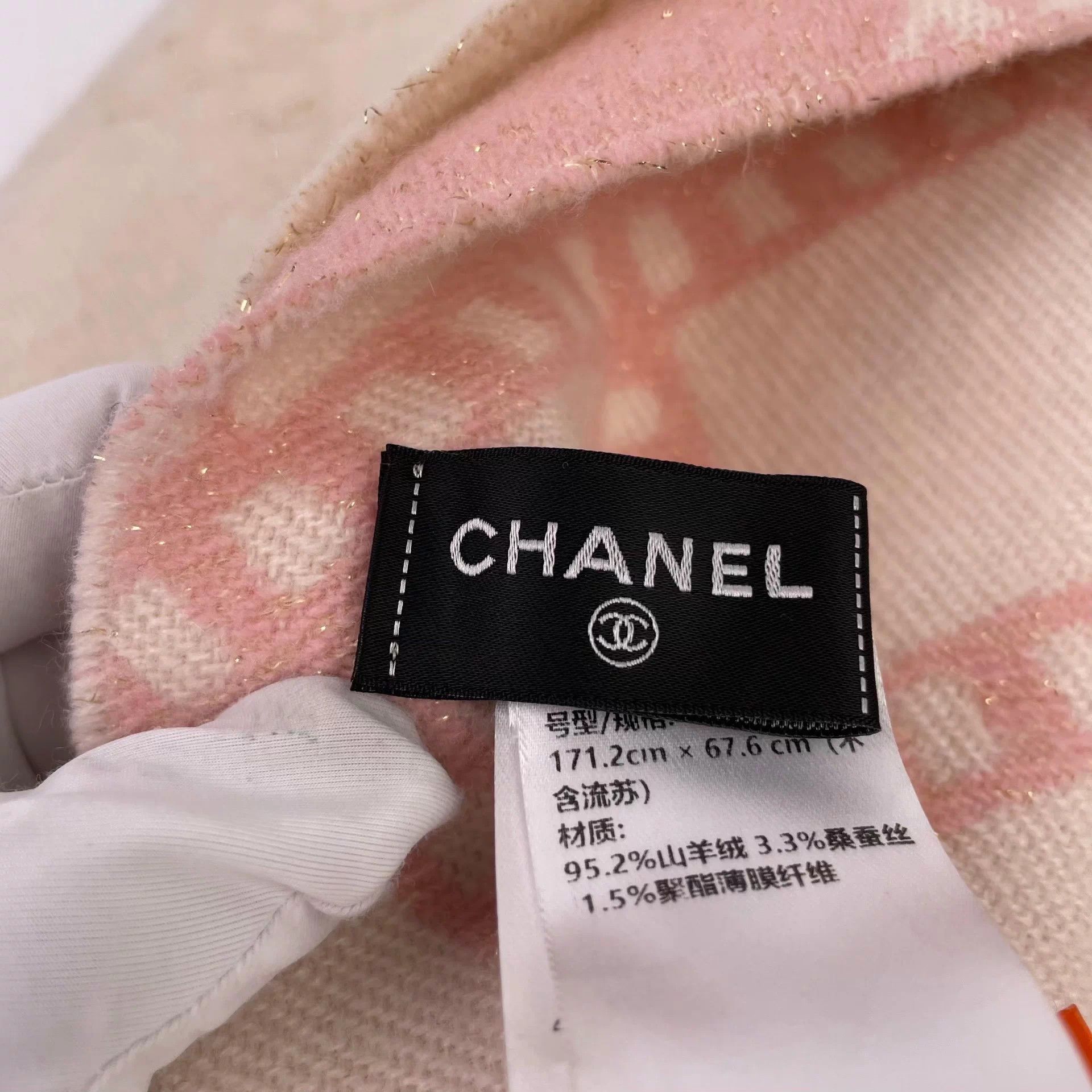 Chanel CHANEL Women's Cashmere Scarf Pink 171x67 Size ONE SIZE - 5 Thumbnail