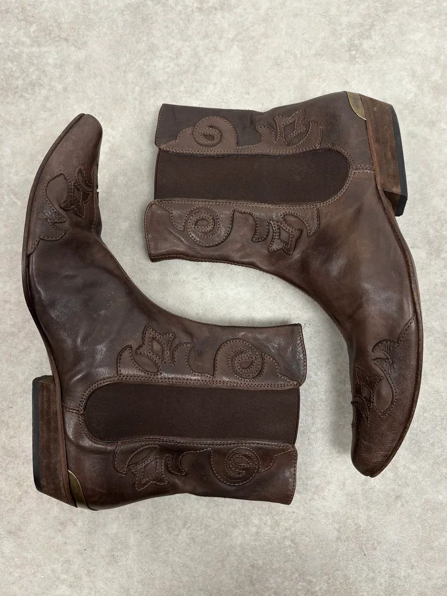 Just Cavalli 2010s Cavalli Brown Western Royal Leather Boots Size US 9 / EU 42 - 4 Thumbnail