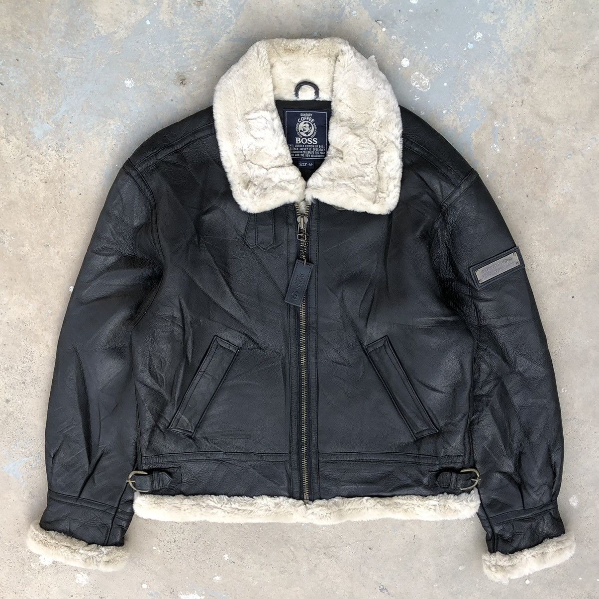 Vintage Vintage Suntory Boss Coffee B-3 Sherpa Leather Jacket Size US M / EU 48-50 / 2 - 5 Thumbnail