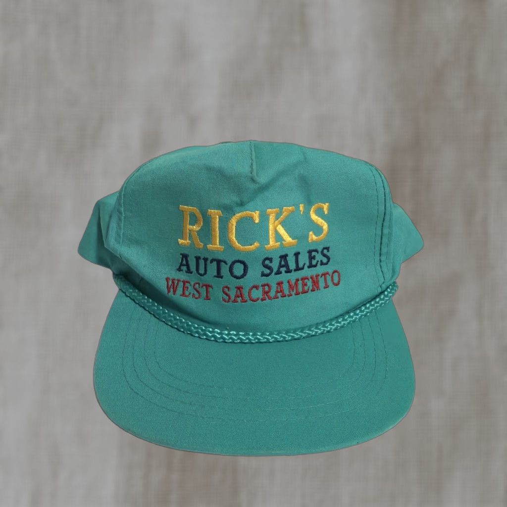Vintage VINTAGE Yupoong Cotton SnapBack Hat Baseball Cap One Size Teal Blue Men Adjustable Rick’s Auto Sales West Sacramento Size ONE SIZE - 1 Thumbnail