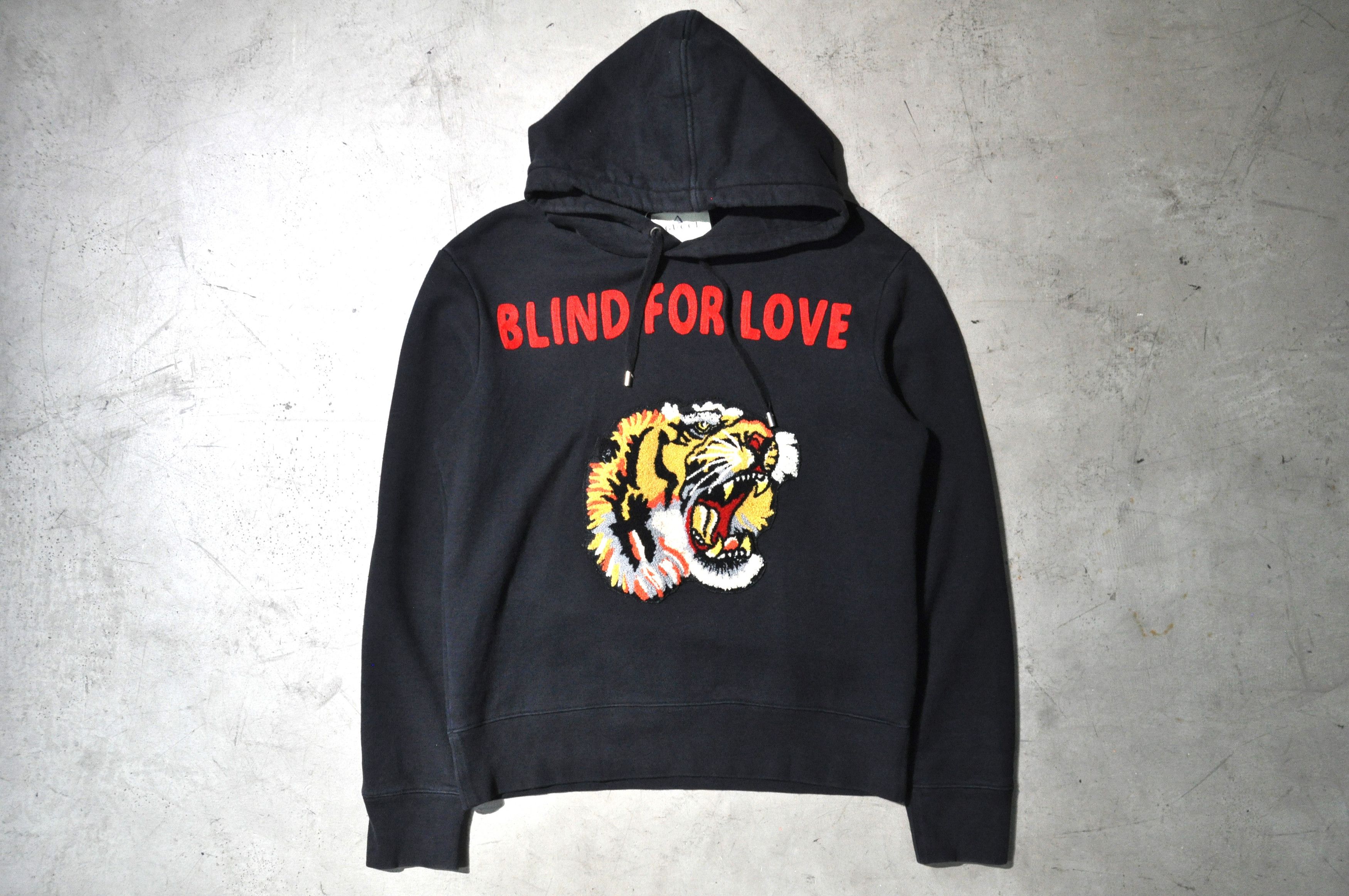 Image of Gucci - S/s 18 - "blind For Love" Hoodie in Faded Black, Men's (Size Small)