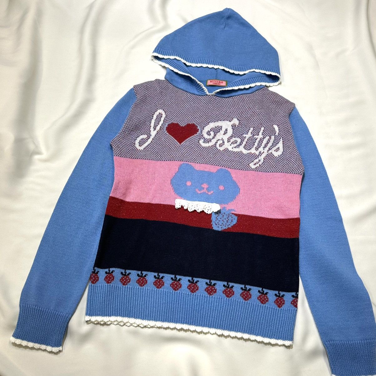 Angel Blue Early 00s Betty's Blue by Shinji Abe Strawberry Knit Hoodies Size ONE SIZE - 3 Thumbnail