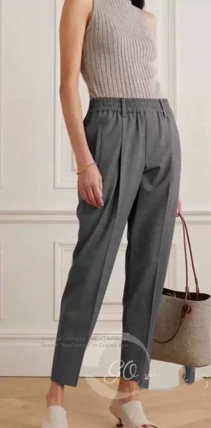 Brunello Cucinelli Brunello Cucinelli Classic gray wool blend tailored pipe p Size 25" / US 0 / IT 36 - 1 Thumbnail
