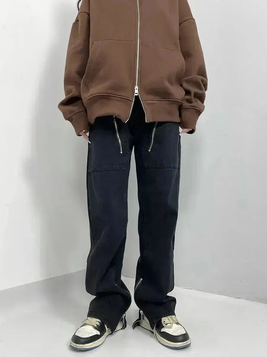 Japanese Brand Retro Loose Multi Pocket Side Zipper Jeans Size US 30 / EU 46 - 4 Thumbnail