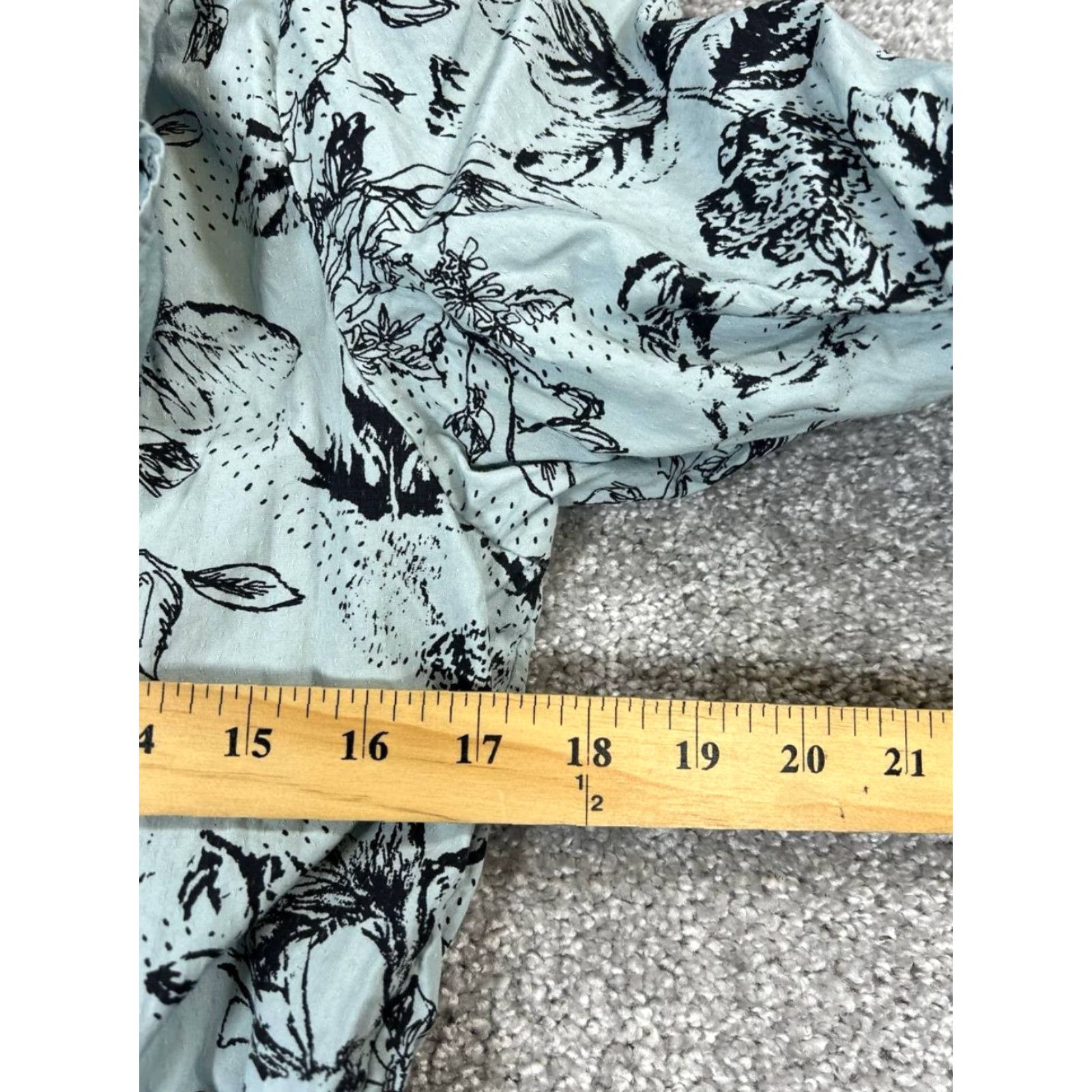 Anthropologie Anthropologie Dress Blouson Womens L Blue Floral Cotton Wrap 3/4 Sleeve V-Neck Tie Short A-Line, Party/Cocktail, Spring Summer Fall, Regular Shirt? Size L / US 10 / IT 46 - 6 Thumbnail