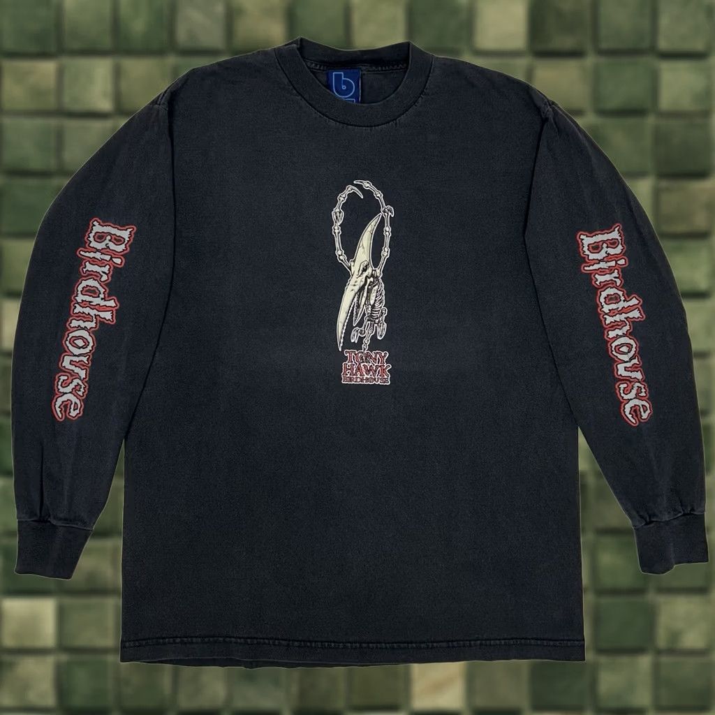 Vintage VINTAGE Birdhouse Mens L Black Skateboards Tony Hawk Pterodactyl Skate Long Sleeve Size US L / EU 52-54 / 3 - 1 Thumbnail