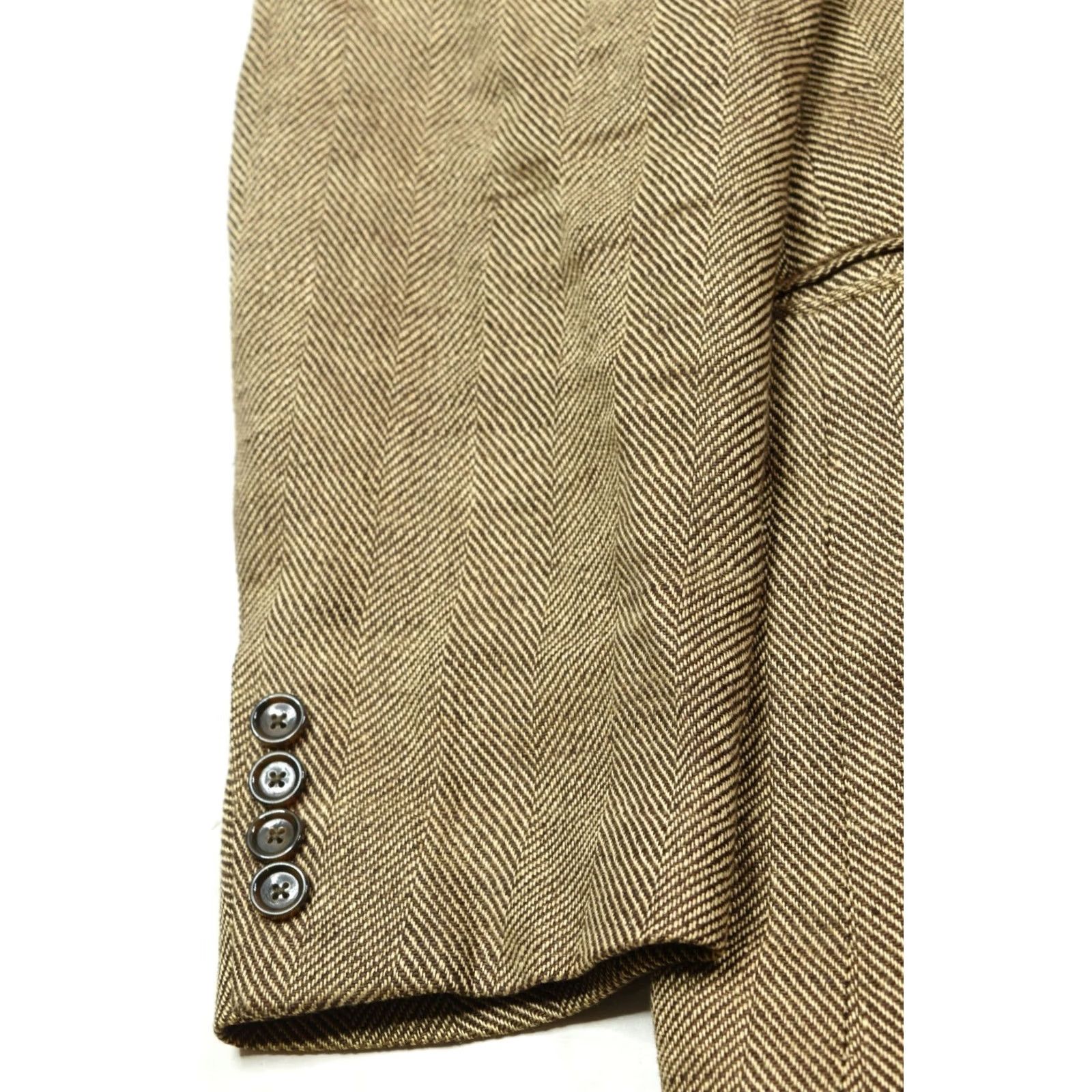 J.Crew J.CREW Blazer Mens 44 Brown Ludlow 44R Herringbone Linen Two Button Slim Fit Size 44R - 5 Thumbnail