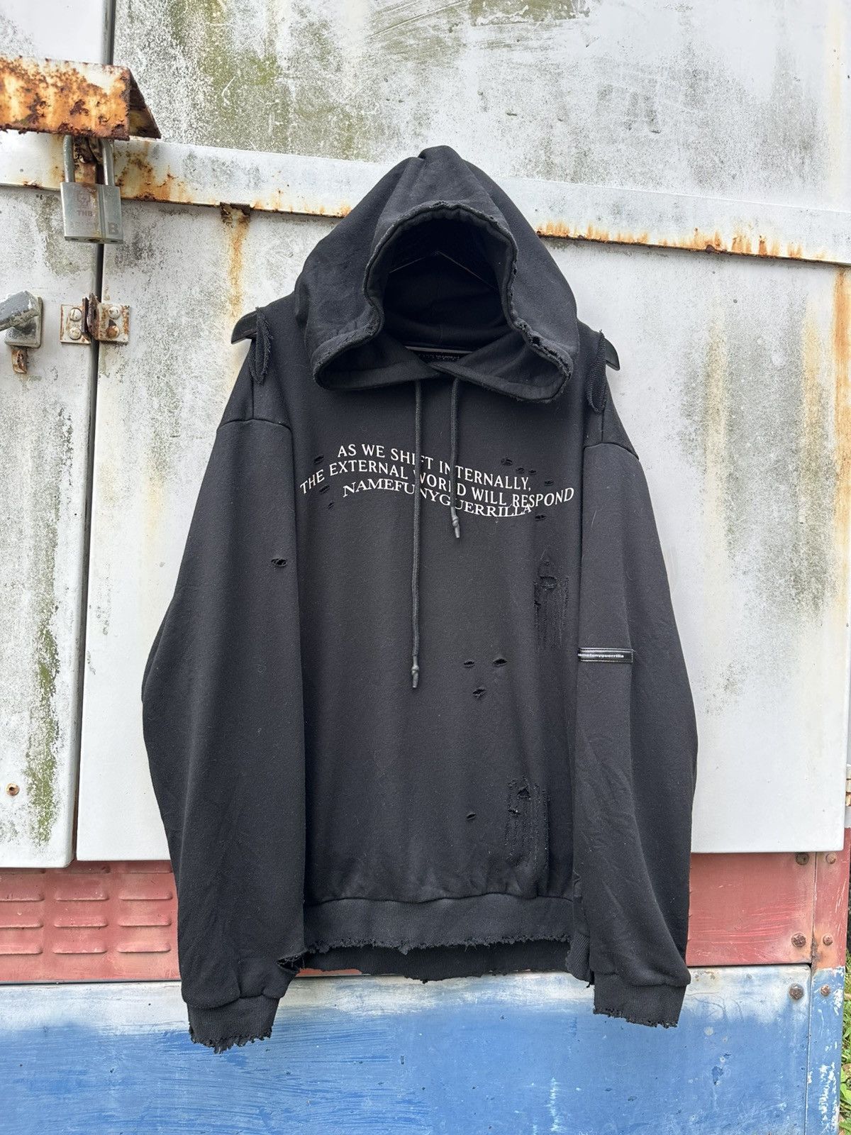 Vintage 👹THRASHED Namefunyguerilla Nun Tees Hoodie Size US L / EU 52-54 / 3 - 4 Thumbnail