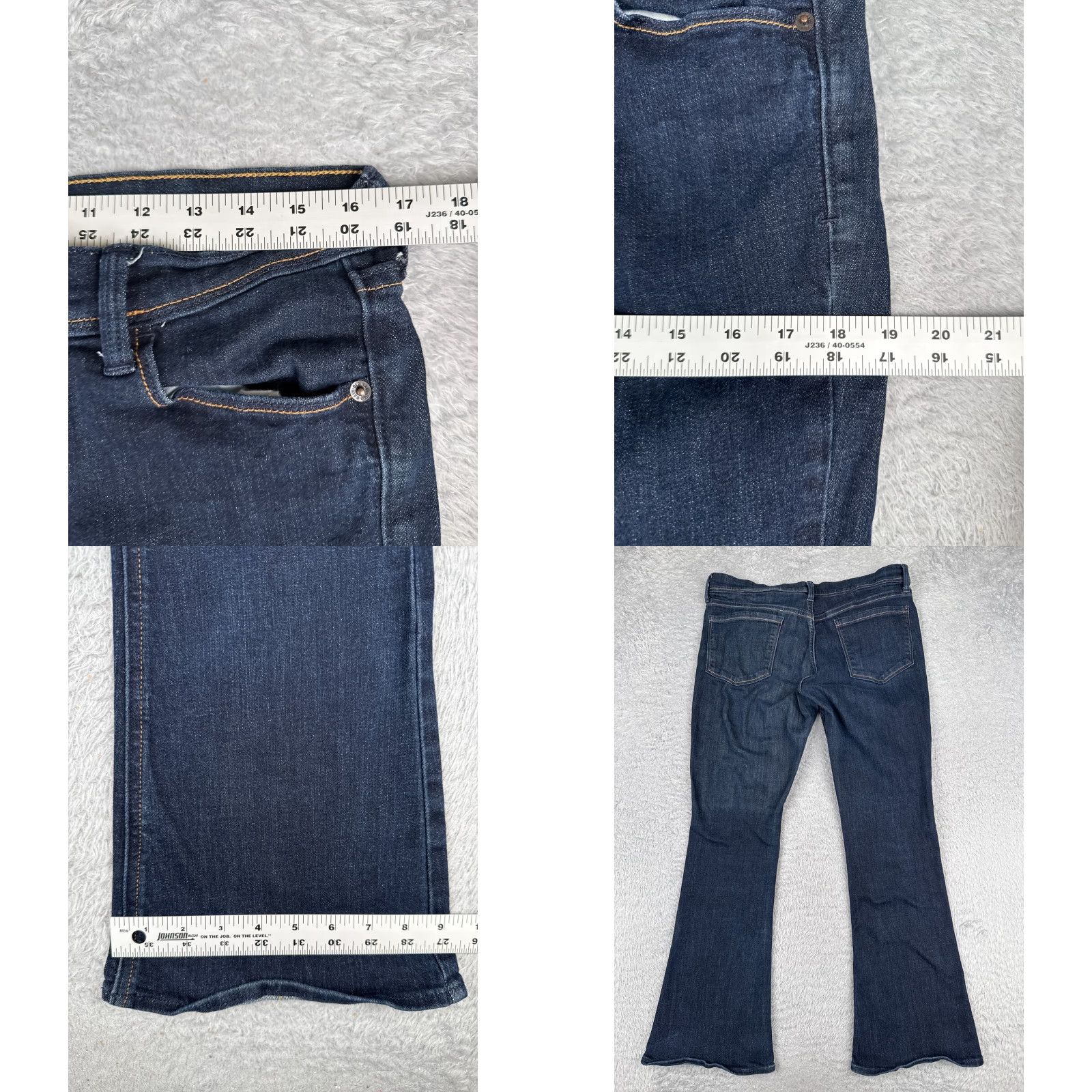 Old Navy VINTAGE Old Navy Jeans Womens 14 Blue Denim Jeans Flare Low Rise Dark Cotton Blend 34x30 Size 36" / US 14 / IT 50 - 9 Thumbnail