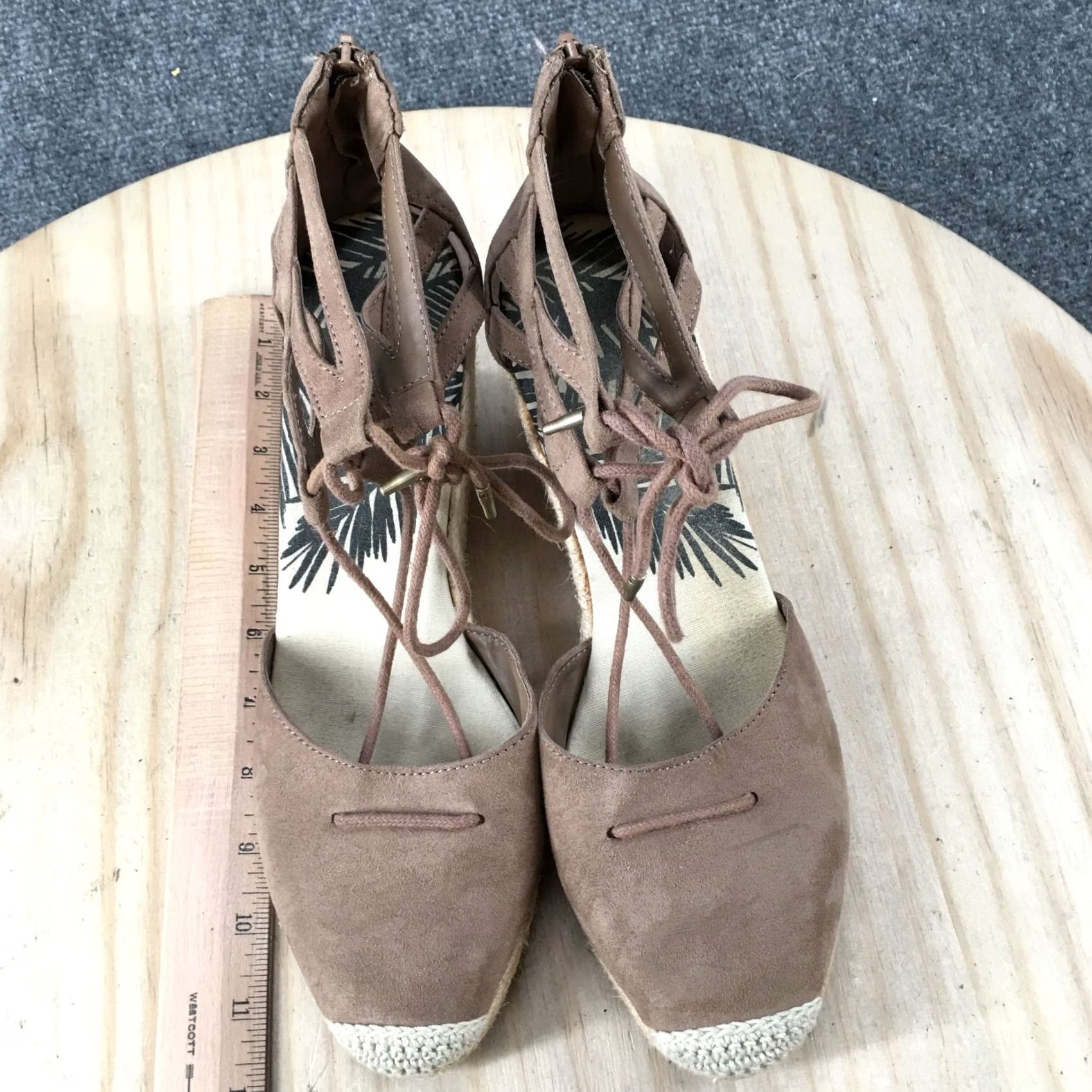 Dolce Vita DV Dolce Vita Sandals Womens 10 D Orsay Espadrille Beige Fabric Back Zip Lace Up Size US 10 / IT 40 - 7 Thumbnail