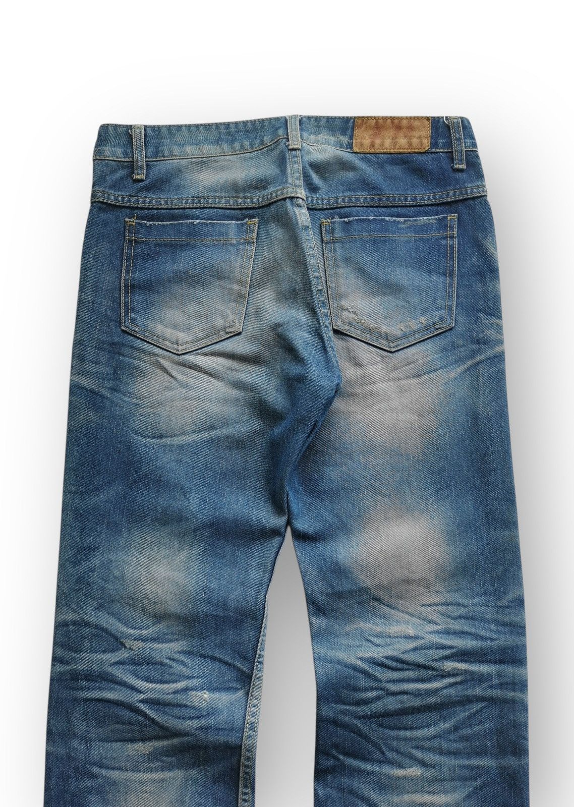 Vintage Blue Factory Washed Blue Distressed Denim Jeans Size US 30 / EU 46 - 4 Thumbnail